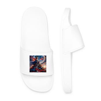 Floral goddess with American flag - Men’s Pool Sliders - white - Front
