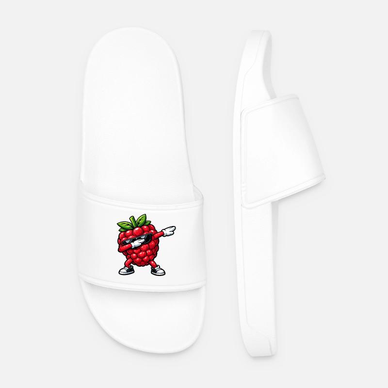 Dabbing Raspberry - Men’s Pool Sliders - white