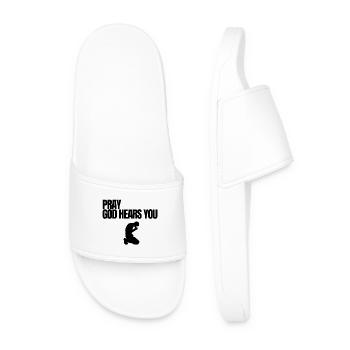 Silhouette de la citation chrétienne noire en prière - Claquettes Homme - blanc - Devant