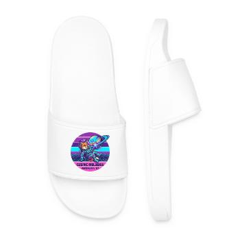 Astronaut Fox Space Retro Vaporwave - Men’s Pool Sliders - white - Front