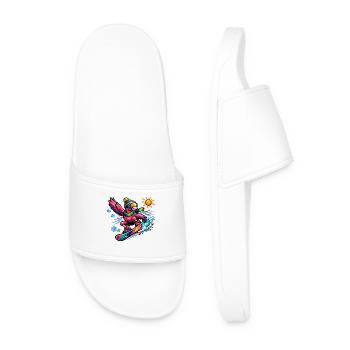Snowboard de flamant rose en pleine splendeur hivernale - Claquettes Homme - blanc - Devant