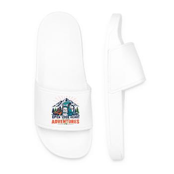 Hiking - Open Your Heart to New Adeventures - Men’s Pool Sliders - white - Front