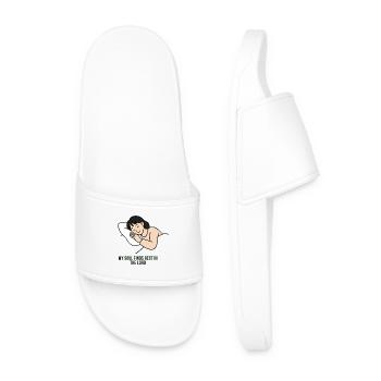 My Soul Finds Rest In The Lord Spiritual Art - Men’s Pool Sliders - white - Front