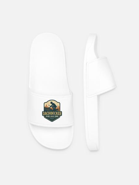 Dachdecker Logo - Ganz Oben - Männer Badelatschen - Weiß