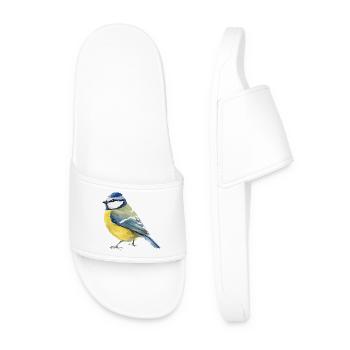 Blue Color Block Design - Men’s Pool Sliders - white - Front