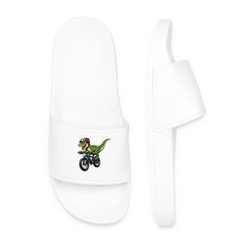 Dinosaure cycliste cartoon - Claquettes Homme - blanc - Devant