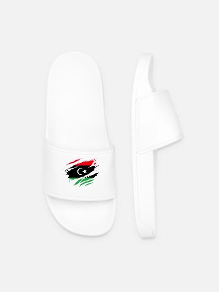 Libya Libyan Flag - Men’s Pool Sliders - white