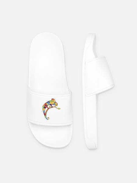 Neurodivergent chameleon - Men’s Pool Sliders - white