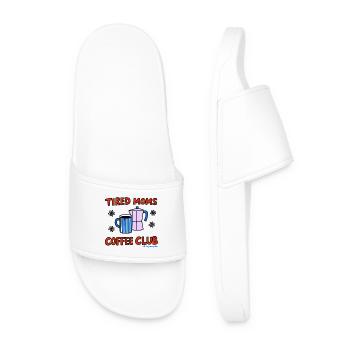 Tired Mom's Coffee Club - Men’s Pool Sliders - white - Front