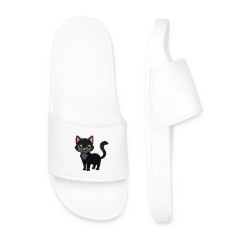 Chat noir mignon - Claquettes Homme - blanc - Devant