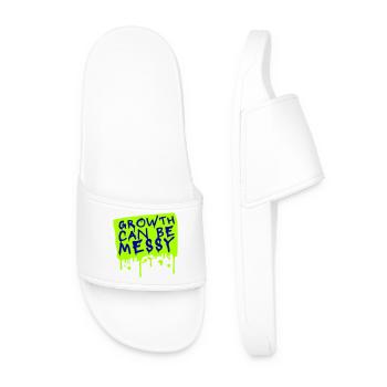 Growth Can Be Messy Personal Growth Quote Logo - Men’s Pool Sliders - white - Front