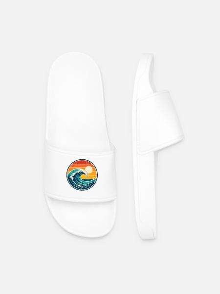Wave Retro Badge Vintage-Stil Grafik - Männer Badelatschen - Weiß