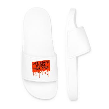 La vie commence là où la peur s’arrête Citation motivationnelle Logo - Claquettes Homme - blanc - Devant