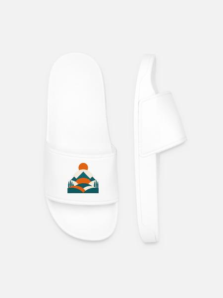 Minimalist Geo Landscape Design - Men’s Pool Sliders - white