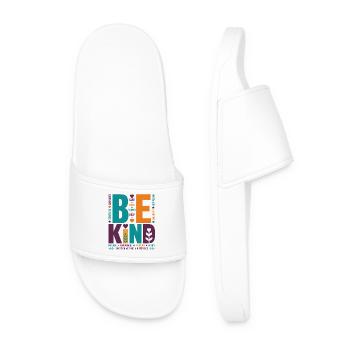 Be Kind – Colorful Typography Statement Word Stack - Men’s Pool Sliders - white - Front