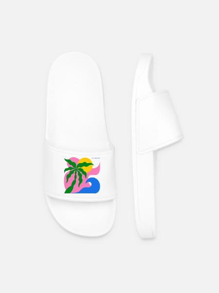 Palmier abstrait & soleil : design estival - Claquettes Homme - blanc