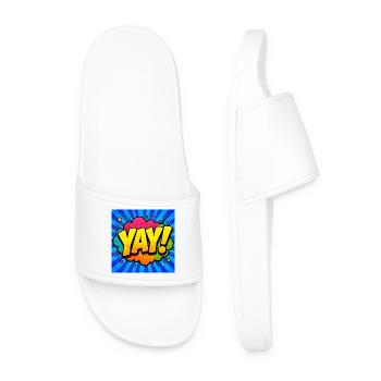 Energetic Comic Lettering – Pop Art Design - Men’s Pool Sliders - white - Front