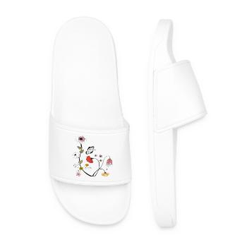 Flowers with Butterfly - Men’s Pool Sliders - white - Front