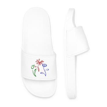 Three flowers - Men’s Pool Sliders - white - Front
