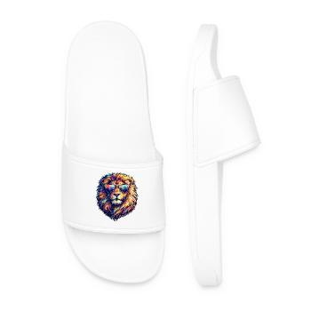 Neon lion with sunglasses - Men’s Pool Sliders - white - Front