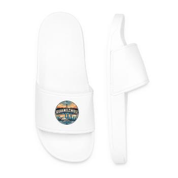 Retro Guangzhou Canton Tower Badge - Men’s Pool Sliders - white - Front