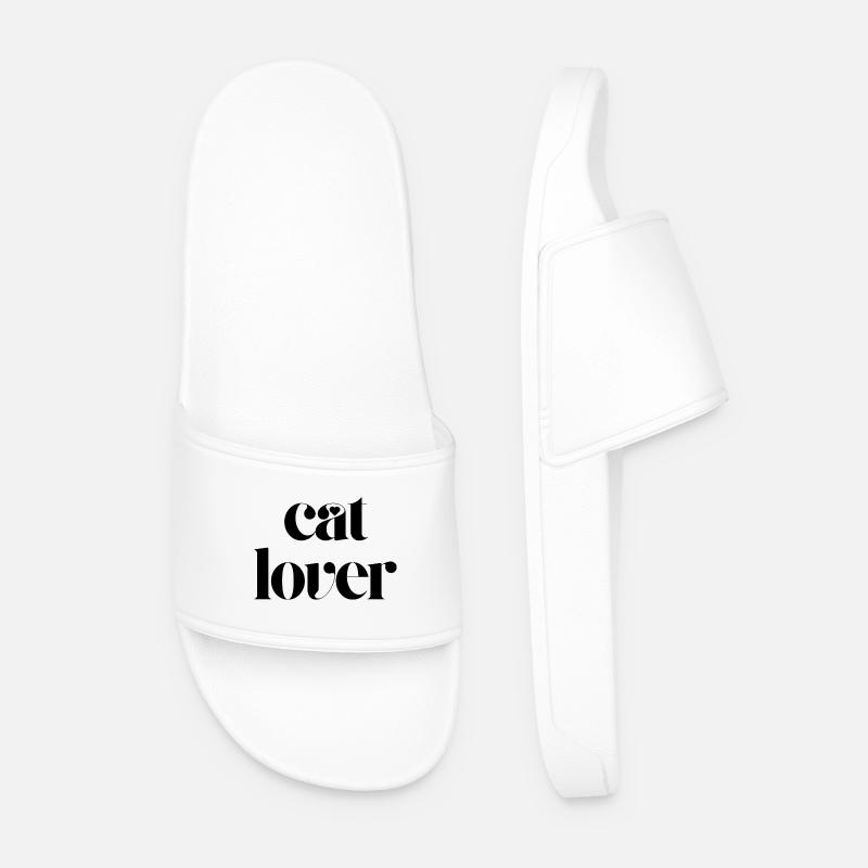cat lover - Men’s Pool Sliders - white