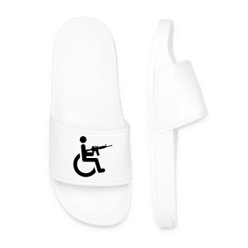 Wheelchair user with weapon # - Men’s Pool Sliders - white - Front