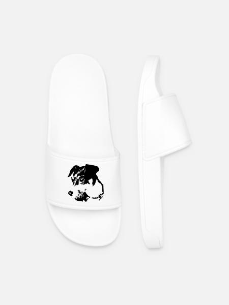 Jack Russell Terrier head - Men’s Pool Sliders - white