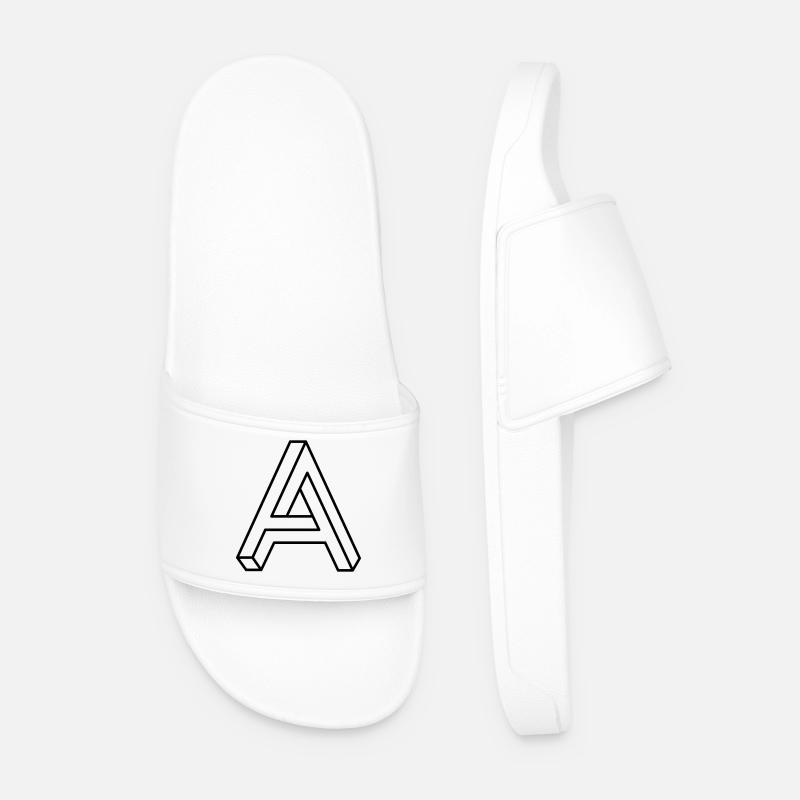 Impossible Shape – Optical Illusion Design - Men’s Pool Sliders - white