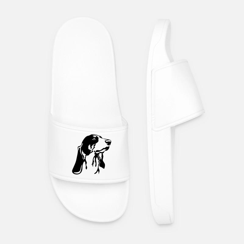 Bernese hound head - Men’s Pool Sliders - white