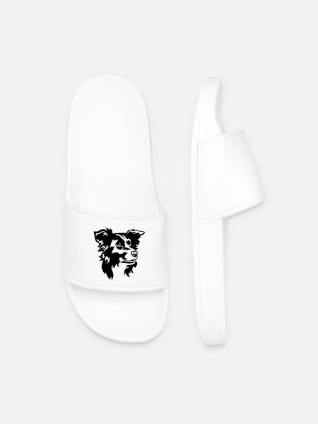 Border Collie Head - Men’s Pool Sliders - white