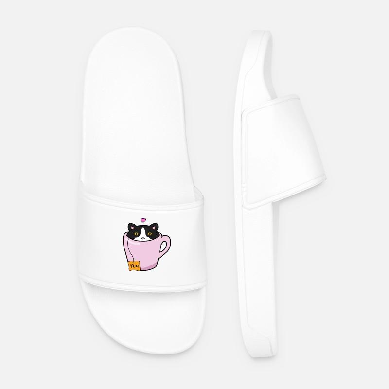 Schwarz-weiße Katze - Männer Badelatschen - Weiß