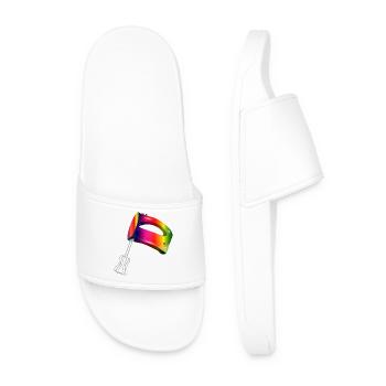 Hand mixer in colorful rainbow colors - Men’s Pool Sliders - white - Front