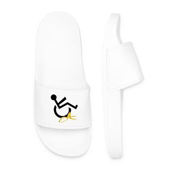 Wheelchair user slips on banana humor # - Men’s Pool Sliders - white - Front