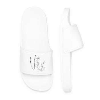Floral Line Art - Men’s Pool Sliders - white - Front