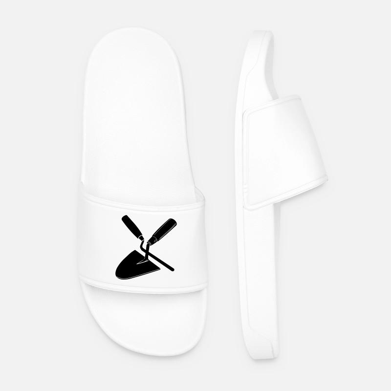Clou et truelle à joint, outils de maçon - Claquettes Homme - blanc