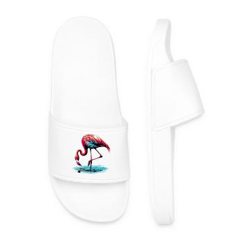 Pink flamingo - Men’s Pool Sliders - white - Front