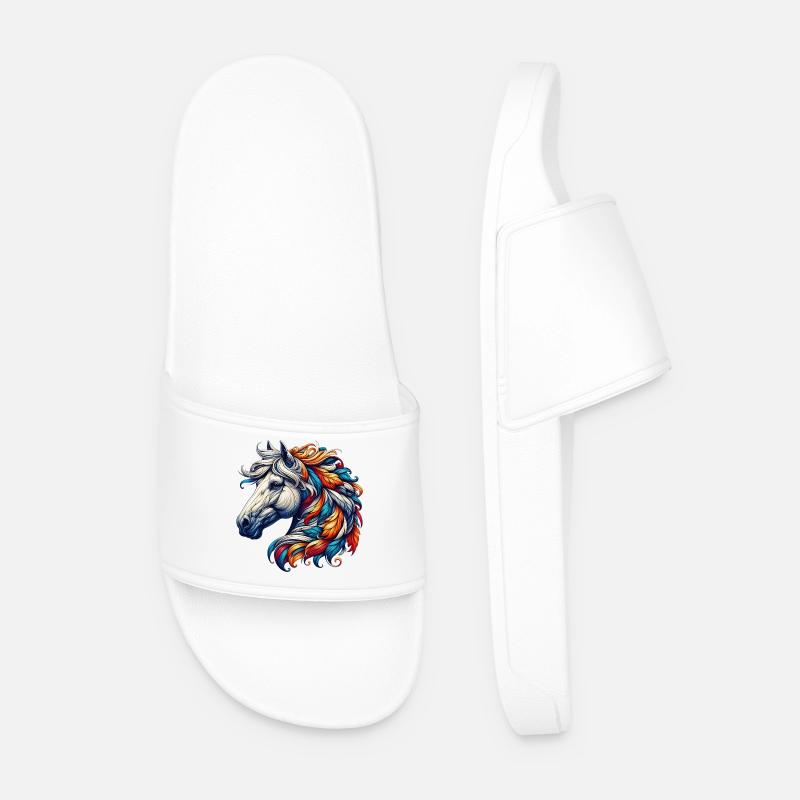 Horse - Men’s Pool Sliders - white