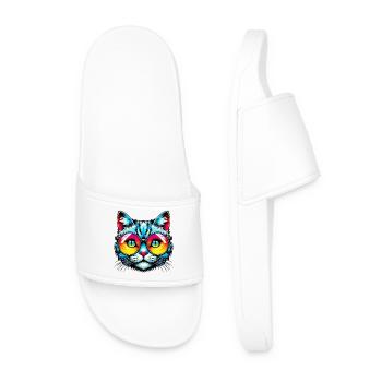 Puss with sunglasses - Men’s Pool Sliders - white - Front