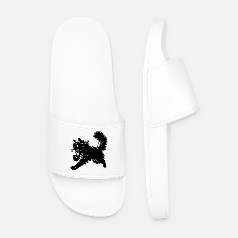 Norwegian Forest Cat - Men’s Pool Sliders - white