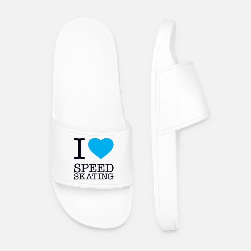 I LOVE SPEED SKATING - Männer Badelatschen - Weiß