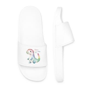 Mignon dinosaure arc-en-ciel - Passez une journée rawr-some ! - Claquettes Homme - blanc - Devant
