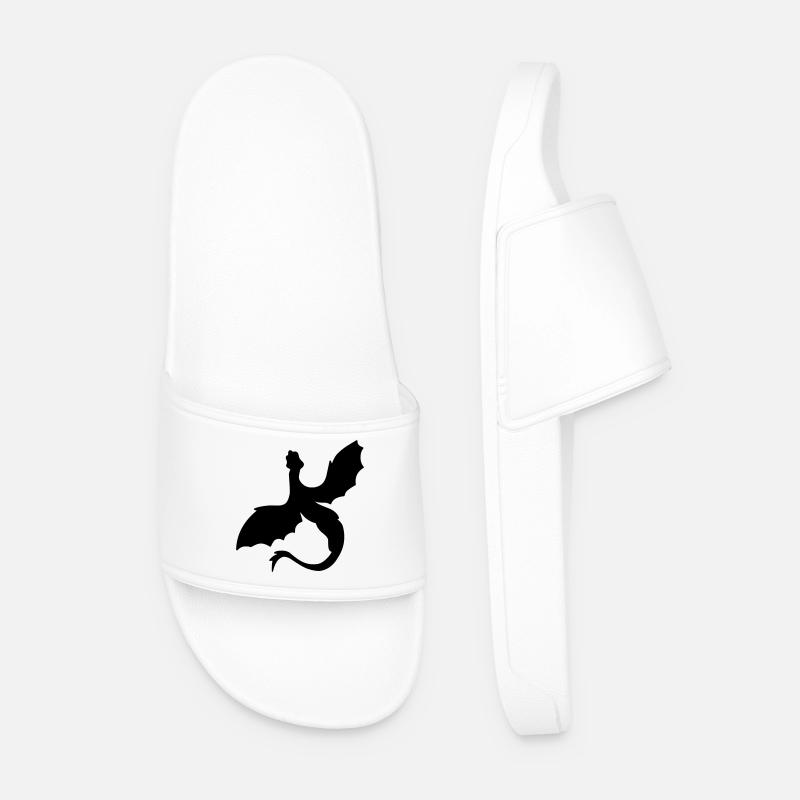 Fabled Winged Serpent Silhouette - Men’s Pool Sliders - white