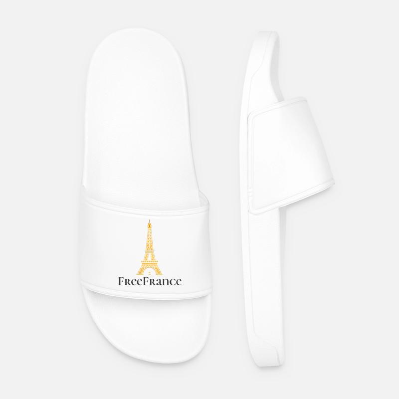 Golden Eiffel Tower Elegance Design - Men’s Pool Sliders - white