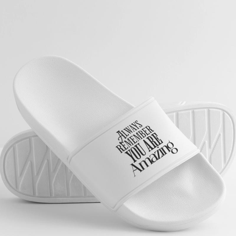Always Remember You Are Amazing Text Pattern Men’s Pool Sliders