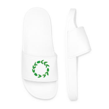 Wreath of leaves illustration for nature themes - Men’s Pool Sliders - white - Front
