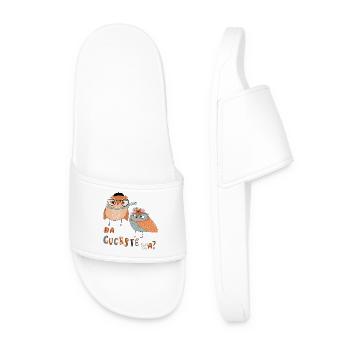 Hiboux joueurs avec des lunettes et une couronne de fleurs - Claquettes Homme - blanc - Devant