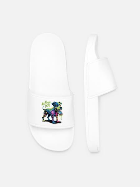 The Abyssmal Dog Neon Art - Men’s Pool Sliders - white