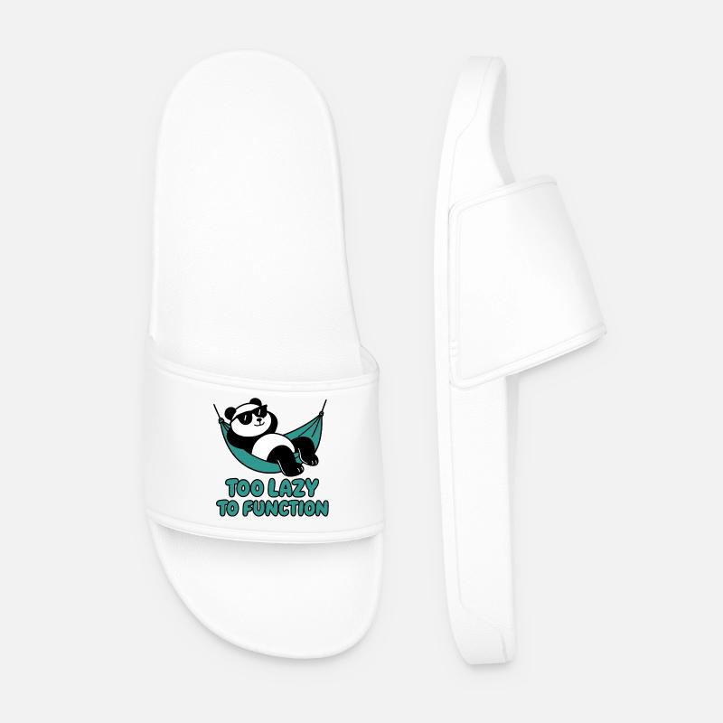 Chill Panda with sunglasses and hammock - Men’s Pool Sliders - white