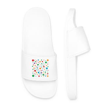 Spotty Colorful Dot Spots Mosaic on Black - Men’s Pool Sliders - white - Front
